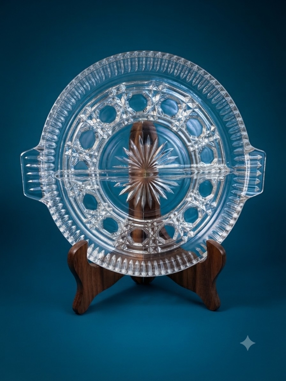 Vintage Anchor Hocking Clear Pressed Glass 2-Section Divided Serving Dish **